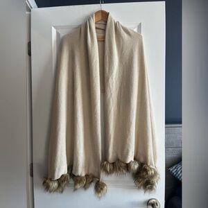 Lily Pulitzer wool blend wrap with faux fur detail